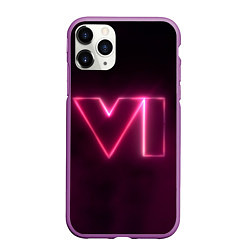 Чехол iPhone 11 Pro матовый GTA 6 Neon, цвет: 3D-фиолетовый