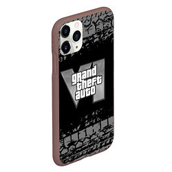 Чехол iPhone 11 Pro матовый GTA 6 следы шин, цвет: 3D-коричневый — фото 2