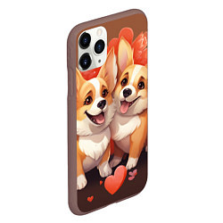 Чехол iPhone 11 Pro матовый Любовь корги, цвет: 3D-коричневый — фото 2