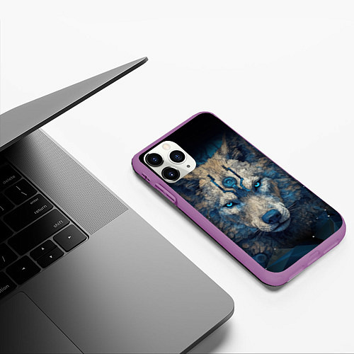 Чехол iPhone 11 Pro матовый Fantasy wolf / 3D-Фиолетовый – фото 3