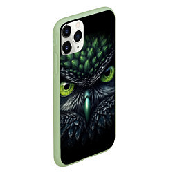 Чехол iPhone 11 Pro матовый Грозная зеленая сова, цвет: 3D-салатовый — фото 2