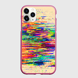 Чехол iPhone 11 Pro матовый Разноцветный глитч, цвет: 3D-малиновый