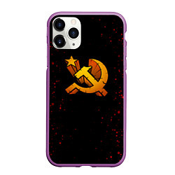 Чехол iPhone 11 Pro матовый Серп и молот СССР краски, цвет: 3D-фиолетовый