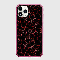 Чехол iPhone 11 Pro матовый Лава кракелюрная, цвет: 3D-малиновый