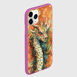 Чехол iPhone 11 Pro матовый Зеленый древесный дракон с листьями, цвет: 3D-фиолетовый — фото 2