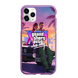 Чехол iPhone 11 Pro матовый Grand theft auto 6 Лусия и Джейсон, цвет: 3D-фиолетовый