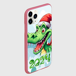 Чехол iPhone 11 Pro матовый Зеленый счастливый дракон новогодний, цвет: 3D-малиновый — фото 2