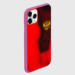 Чехол iPhone 11 Pro матовый Россия герб спорт краски, цвет: 3D-фиолетовый — фото 2