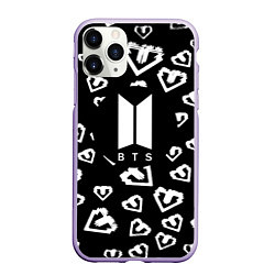 Чехол iPhone 11 Pro матовый BTS band black kpop, цвет: 3D-светло-сиреневый