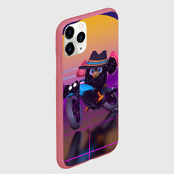 Чехол iPhone 11 Pro матовый Чёрный Гусь на мотоцикле Чикен Ган, цвет: 3D-малиновый — фото 2