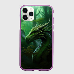 Чехол iPhone 11 Pro матовый Зеленый лесной дракон 2024, цвет: 3D-фиолетовый
