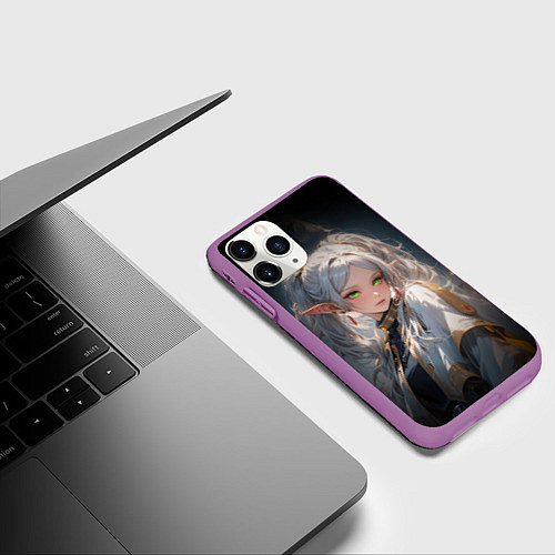 Чехол iPhone 11 Pro матовый Аниме Фрирен провожающая в последний путь / 3D-Фиолетовый – фото 3
