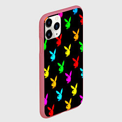Чехол iPhone 11 Pro матовый Playboy pattern неон, цвет: 3D-малиновый — фото 2
