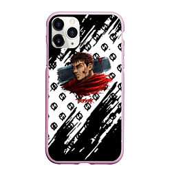 Чехол iPhone 11 Pro матовый Berserk anime black pattern, цвет: 3D-розовый