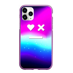 Чехол iPhone 11 Pro матовый Love death robots neon gradient serial, цвет: 3D-фиолетовый