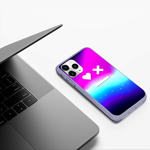 Чехол iPhone 11 Pro матовый Love death robots neon gradient serial / 3D-Светло-сиреневый – фото 3