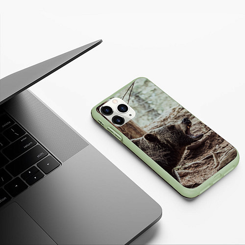 Чехол iPhone 11 Pro матовый Bear / 3D-Салатовый – фото 3