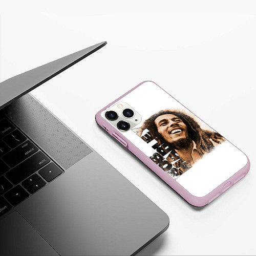 Чехол iPhone 11 Pro матовый Музыкант Боб Марли арт / 3D-Розовый – фото 3