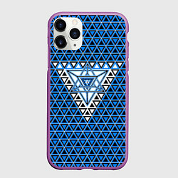 Чехол iPhone 11 Pro матовый Синие и чёрные треугольники, цвет: 3D-фиолетовый