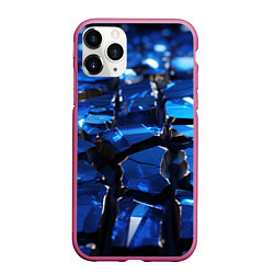 Чехол iPhone 11 Pro матовый Синие яркие кубики, цвет: 3D-малиновый