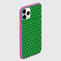 Чехол iPhone 11 Pro матовый Зелёные и чёрные треугольники, цвет: 3D-фиолетовый — фото 2