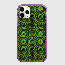 Чехол iPhone 11 Pro матовый Салатовый витражный паттерн, цвет: 3D-фиолетовый