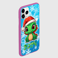 Чехол iPhone 11 Pro матовый Маленький зеленый новогодний дракон, цвет: 3D-фиолетовый — фото 2