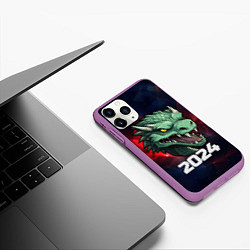 Чехол iPhone 11 Pro матовый Злой дракон 2024, цвет: 3D-фиолетовый — фото 2