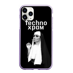 Чехол iPhone 11 Pro матовый Techno храм монашка надменный взгляд, цвет: 3D-светло-сиреневый