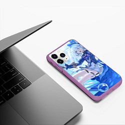 Чехол iPhone 11 Pro матовый Genshin Impact Furina happy, цвет: 3D-фиолетовый — фото 2