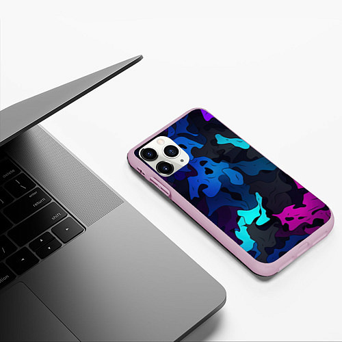 Чехол iPhone 11 Pro матовый Абстрактный камуфляж в кислотных абстрактных пятна / 3D-Розовый – фото 3