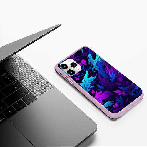 Чехол iPhone 11 Pro матовый Абстрактный камуфляж в кислотных абстрактных пятна / 3D-Розовый – фото 3