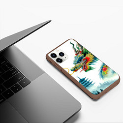 Чехол iPhone 11 Pro матовый Japanese watercolor dragon - art, цвет: 3D-коричневый — фото 2