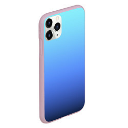 Чехол iPhone 11 Pro матовый Голубой и черно-синий градиент, цвет: 3D-розовый — фото 2