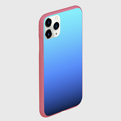 Чехол iPhone 11 Pro матовый Голубой и черно-синий градиент, цвет: 3D-малиновый — фото 2