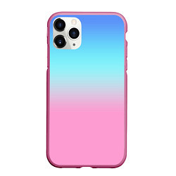 Чехол iPhone 11 Pro матовый Синий и голубо-розовый градиент, цвет: 3D-малиновый