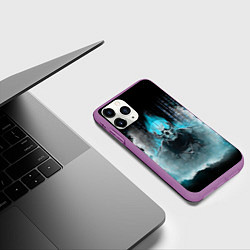 Чехол iPhone 11 Pro матовый Синий скелет в дыму, цвет: 3D-фиолетовый — фото 2