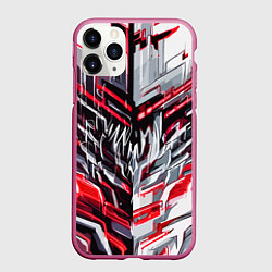Чехол iPhone 11 Pro матовый Адские линии киберпанк, цвет: 3D-малиновый
