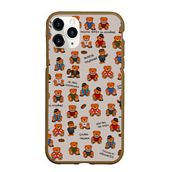 Чехол iPhone 11 Pro матовый Персонажи слово пацана - мишки, цвет: 3D-коричневый