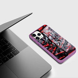 Чехол iPhone 11 Pro матовый Адский доспех в царапинах, цвет: 3D-фиолетовый — фото 2