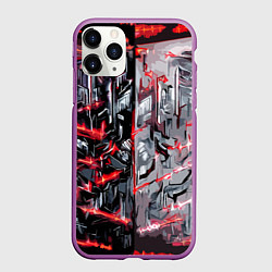 Чехол iPhone 11 Pro матовый Адский доспех в царапинах, цвет: 3D-фиолетовый