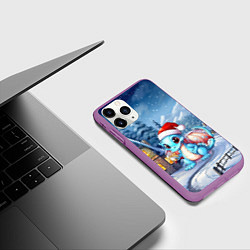 Чехол iPhone 11 Pro матовый Синий маленький дракон, цвет: 3D-фиолетовый — фото 2