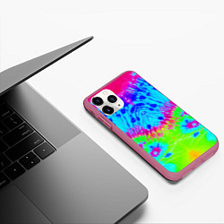 Чехол iPhone 11 Pro матовый Tie-Dye abstraction, цвет: 3D-малиновый — фото 2