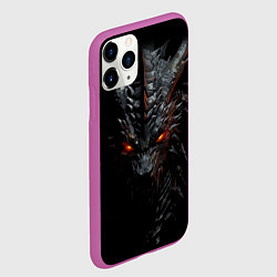 Чехол iPhone 11 Pro матовый Черный пещерный дракон символ 2024, цвет: 3D-фиолетовый — фото 2