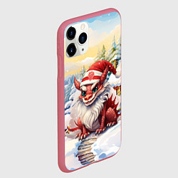 Чехол iPhone 11 Pro матовый Милый маленький новогодний дракон 2024 года, цвет: 3D-малиновый — фото 2