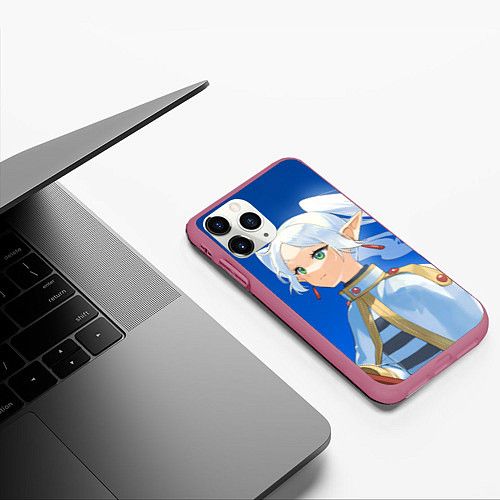 Чехол iPhone 11 Pro матовый Sousou no Frieren smile / 3D-Малиновый – фото 3