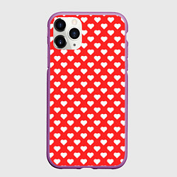 Чехол iPhone 11 Pro матовый Сердечный фон, цвет: 3D-фиолетовый