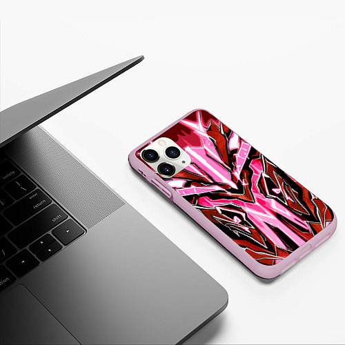 Чехол iPhone 11 Pro матовый Розовый кибер доспех / 3D-Розовый – фото 3
