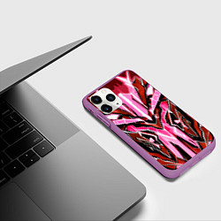Чехол iPhone 11 Pro матовый Розовый кибер доспех, цвет: 3D-фиолетовый — фото 2