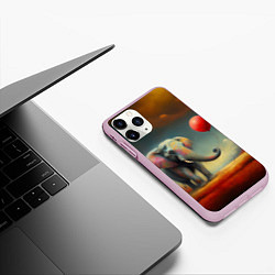 Чехол iPhone 11 Pro матовый Грустный слон и красный шарик, цвет: 3D-розовый — фото 2